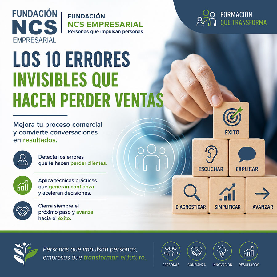 Formación NCS: Los 10 errores que hacen perder ventas y cómo evitarlos en el proceso comercial